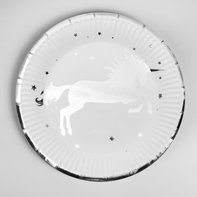 

Тарелка бумажная «Единорог», набор 6 шт., серебряное тиснение