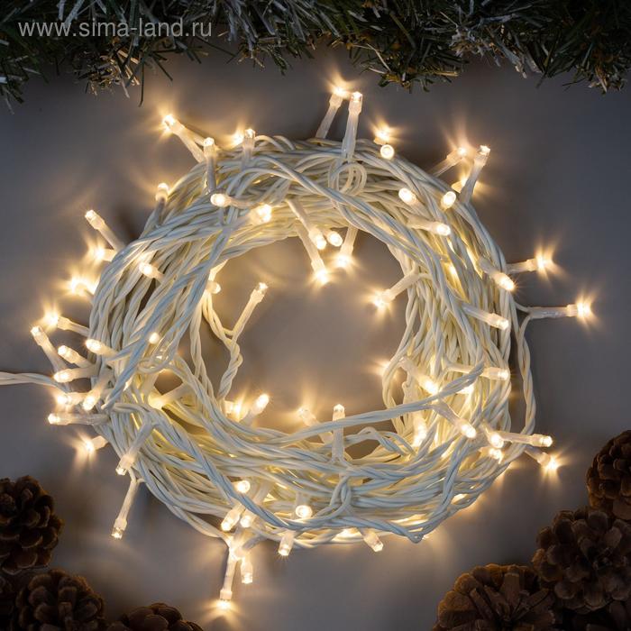 

Гирлянда «Нить» 10 м, IP44, белая нить, 100 LED, свечение тёплое белое, 8 режимов, 220 В