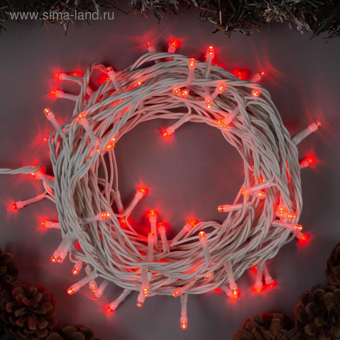 Уличные гирлянды Гирлянда Нить 10 м , IP44, белая нить, 100 LED, свечение красное, 8 режимов, 220 В