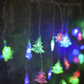 

Гирлянда «Бахрома» 3 × 0.5 м с насадками «Ёлки и снежинки», IP20, прозрачная нить, 80 LED, свечение мульти (RG/RB), мигание, 220 В, УЦЕНКА