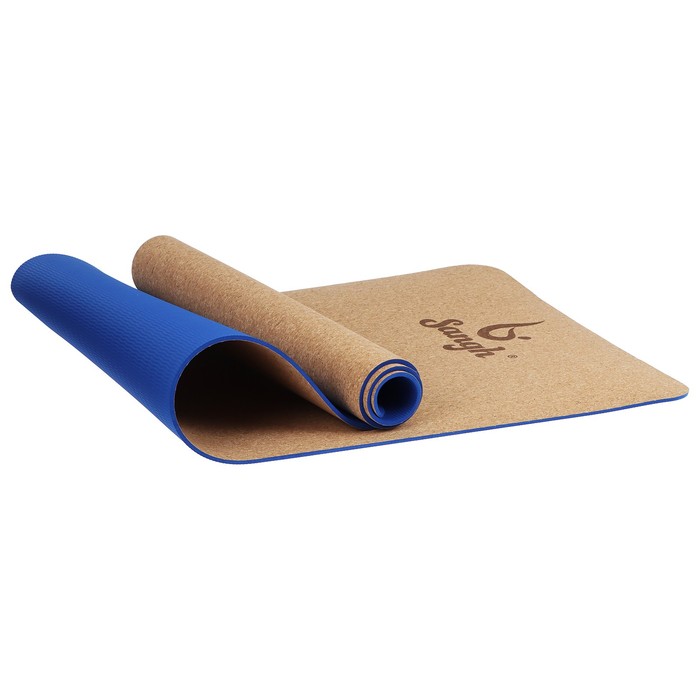 фото Коврик для йоги 183 × 61 × 0,6 см, цвет синий sangh
