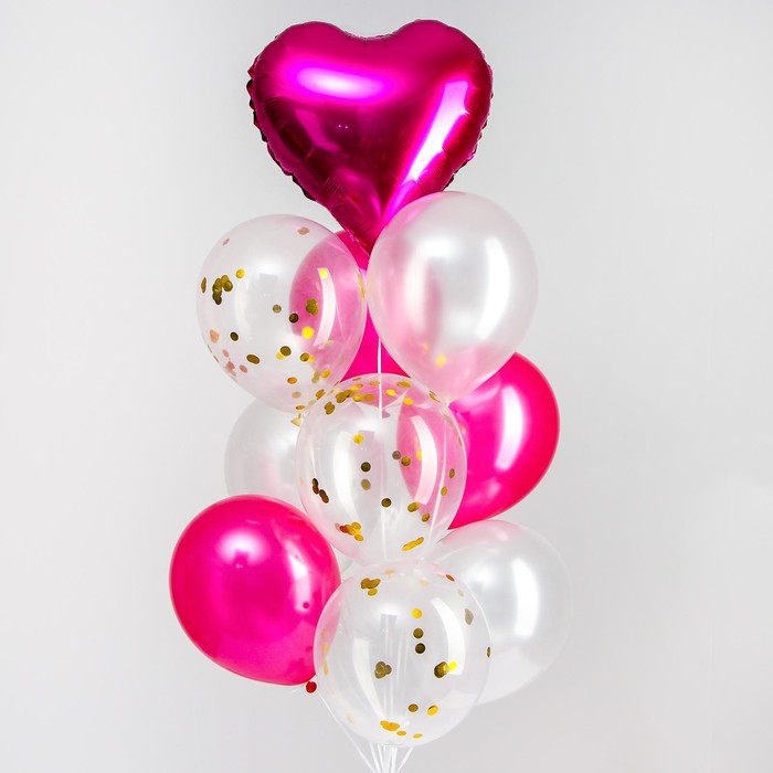 Букет из шаров «Любовь», фольга, латекс, розовый, в наборе 10 шт.