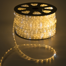 LED шнур 13 мм, круг, 100 м, кажд.6 мерц, 2W-LED/м-36-220V. + н-р д/подкл, Т/БЕЛЫЙ