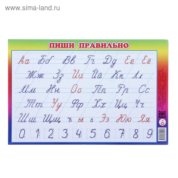 Плакат обучающий "Русский алфавит. Прописные строчные и заглавные буквы ", форма