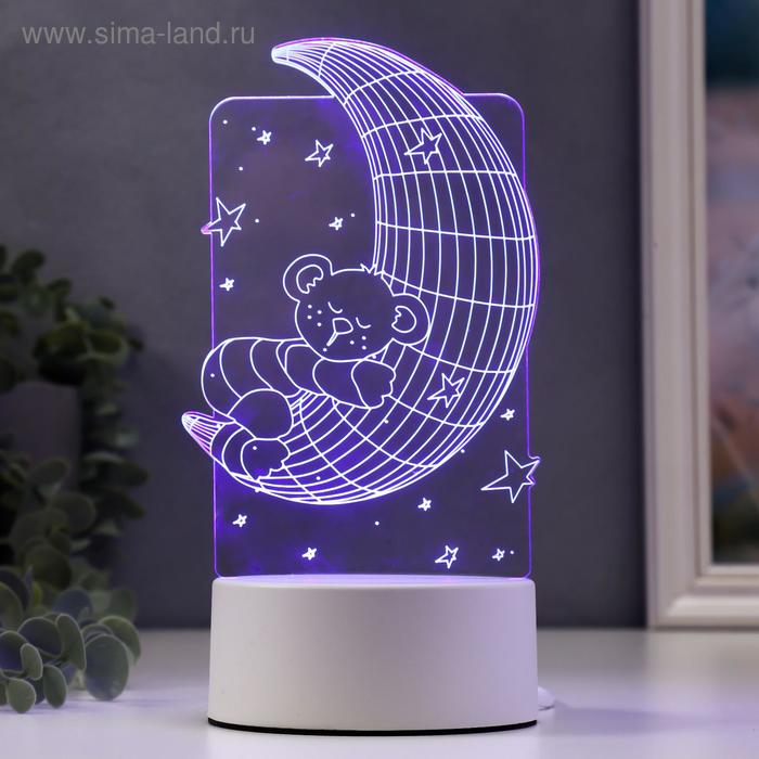 

Светильник "Мишка на месяце" LED RGB от сети 9,5х10,5х20см