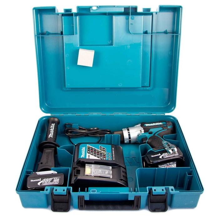 

Аккумуляторная дрель-шуруповерт Makita DDF 451 RFE (177246), 18 В, 2х3 Ач, БЗП 13 мм, 80 Нм 401562