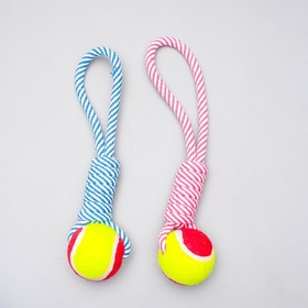Игрушка канатная плетёная с мячом, до 130 г, до 33 см, микс цветов от Сима-ленд