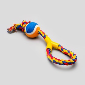 Игрушка канатная с ручкой и мячом, до 150 г, до 35 см, микс цветов от Сима-ленд