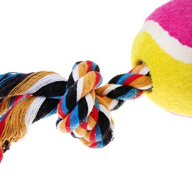Игрушка канатная с ручкой и мячом, до 150 г, до 35 см, микс цветов от Сима-ленд