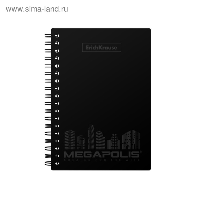 

Тетрадь А6, 80 листов клетка на гребне MEGAPOLIS, чёрная пластиковая обложка
