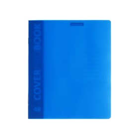 Тетрадь А5+ (170x203 мм), 48 листов клетка Neon, пластиковая обложка с фактурой «песок», голубая