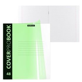 Тетрадь А5+, 48 листов в клетку, на скобке ErichKrause Neon, пластиковая обложка с фактурой «песок», блок офсет, зелёная