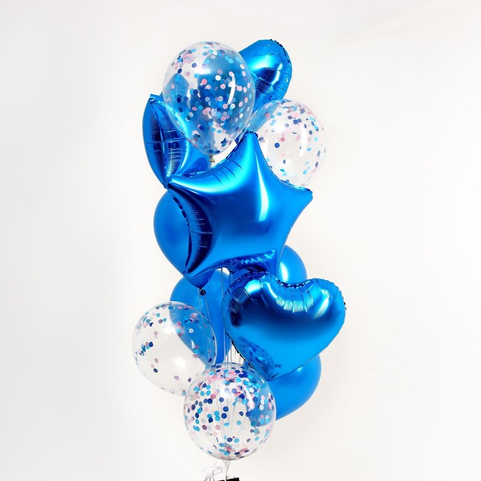 Букет из шаров «Романтика», фольга, латекс, синий, набор из 14 шт.