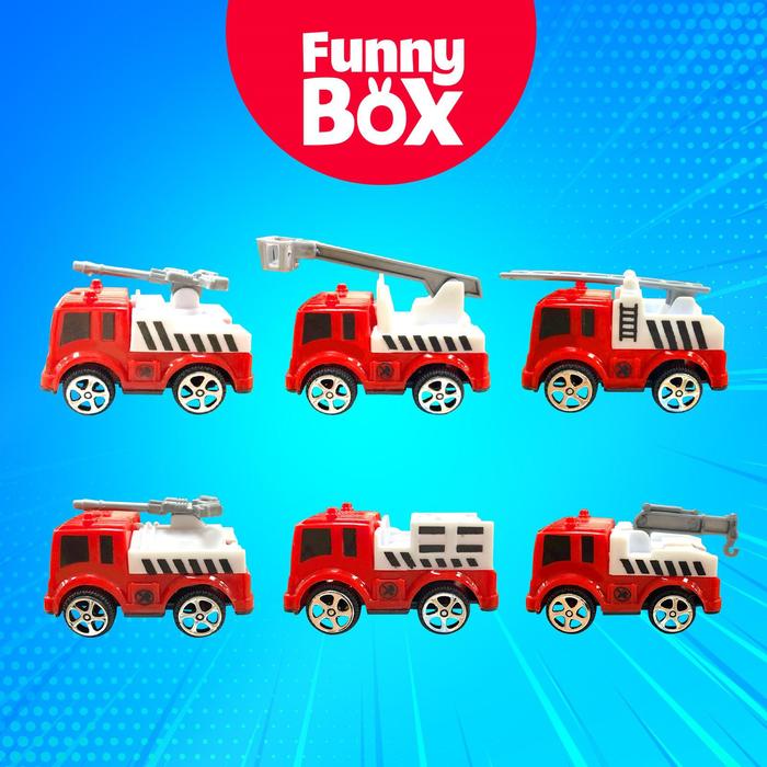 фото Игровой набор funny box «пожарная техника»: карточка, фигурка, лист наклеек woow toys