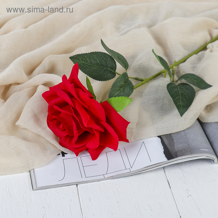 Цветы искусственные Роза Гран При 7х46 см, красный цветы искусственные роза гран при 8х56 см пепельно розовый
