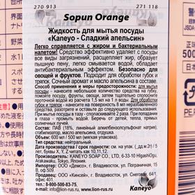 

Жидкость для мытья посуды, овощей и фруктов Kaneyo, сладкий апельсин, 500 мл