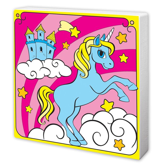 Роспись по холсту "Единорог", 15 х 15 см + пайетки