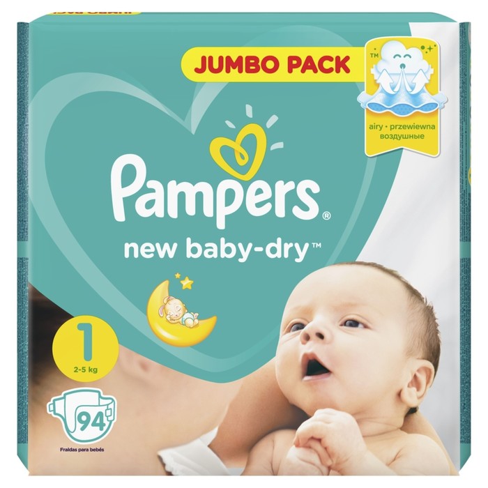 

Подгузники Pampers New Baby-Dry размер 1, 94 шт.