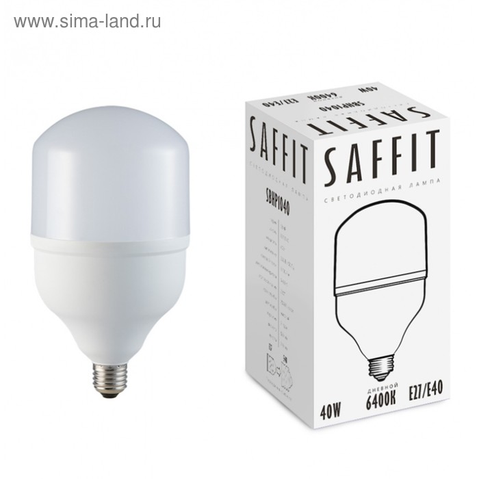 фото Лампа светодиодная sbhp1040, 40 вт, 6400 k, 230v, e27-e40 saffit