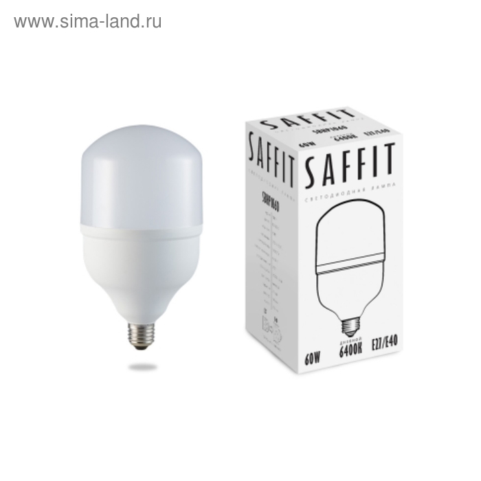 фото Лампа светодиодная sbhp1060, 60 вт, 6400 k, 230v, e27-e40 saffit