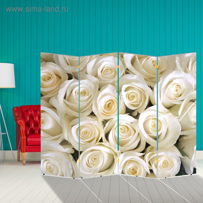 Ширма Белые розы, 200 х 160 см