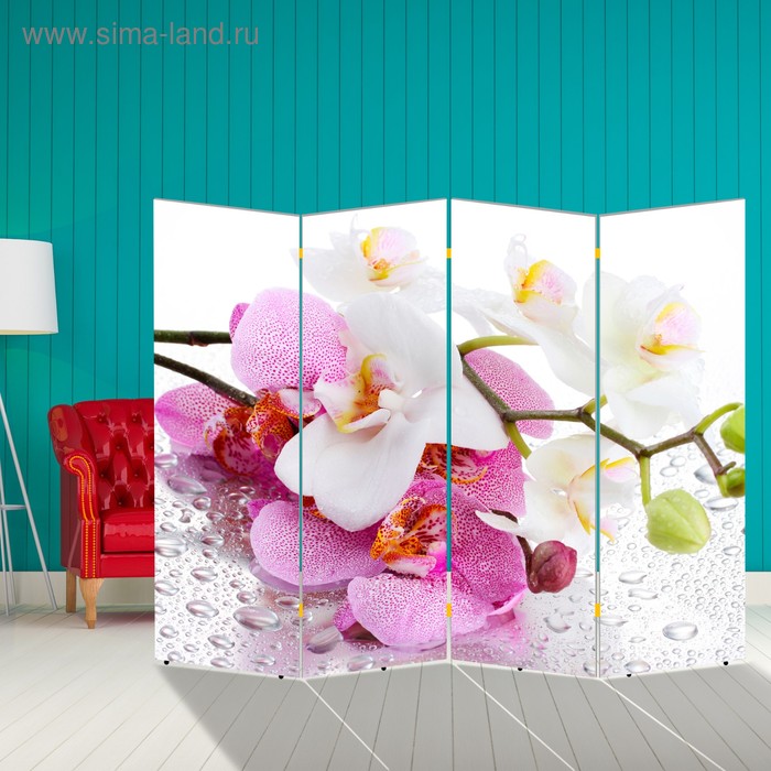Ширма Нежные орхидеи, 200 х 160 см ширма ветка орхидеи 160 × 160 см