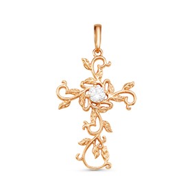 

Крест нательный "Лиственный", позолота, цвет белый