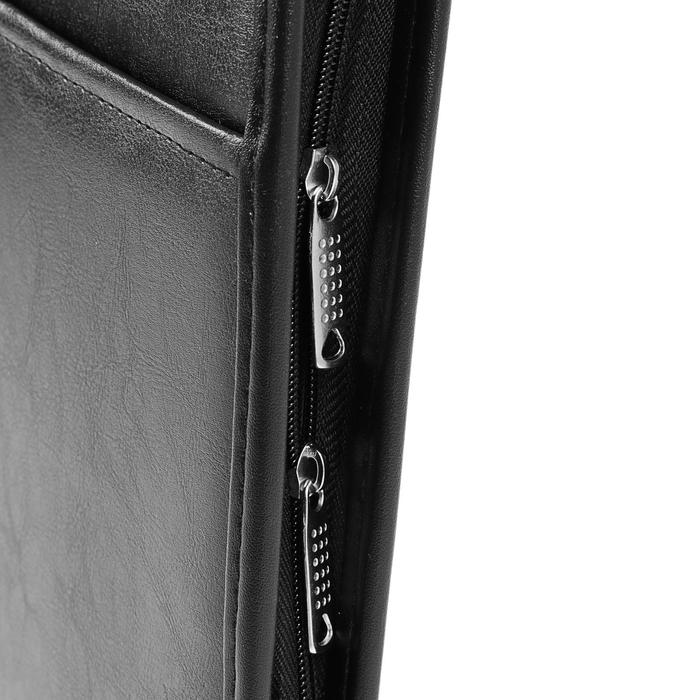 Папка деловая, искусственная кожа, 360х260х30 мм, Канцбург Люкс, чёрная, с карманом на молнии