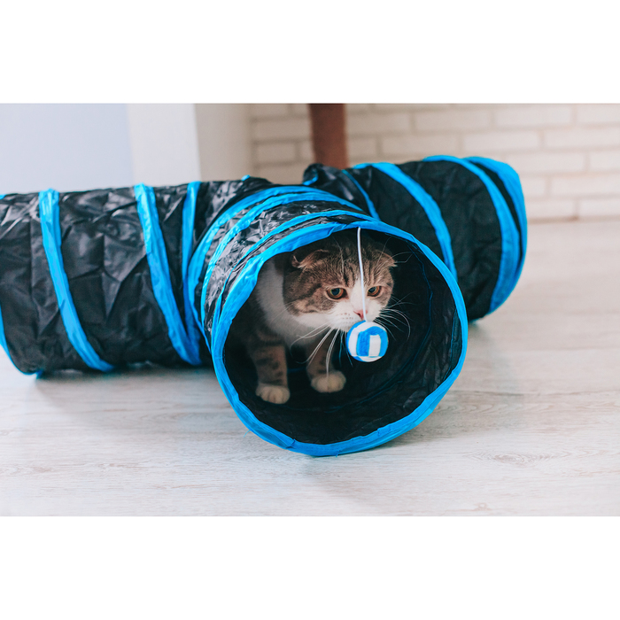 Туннель для кошек шуршащий "Тройник", 80 см, диаметр трубы 25 см