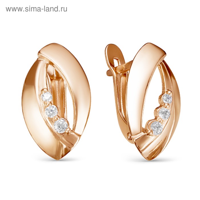 

Серьги "Комета" эллипс, позолота, цвет белый