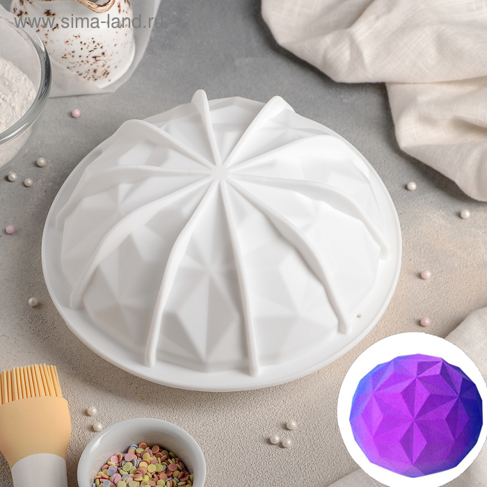 Форма для муссовых десертов и выпечки KONFINETTA «Кристалл», силикон, 19×9,8 см, цвет белый форма для муссовых десертов и выпечки доляна камешки силикон 19 5×5 5 см цвет белый