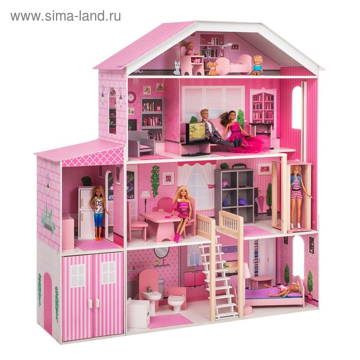 Домик кукольный деревянный Paremo «Поместье Розабелла», четырёхэтажный, с мебелью, с гаражом, со светом и звуком домик кукольный деревянный paremo фантазия четырёхэтажный с мебелью с гаражом со светом и звуком