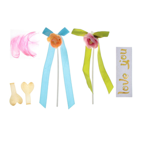 

Шар-топпер латексный 5" «Сердце, люблю тебя», палочки, ленты с цветами, перья, 2 шт.