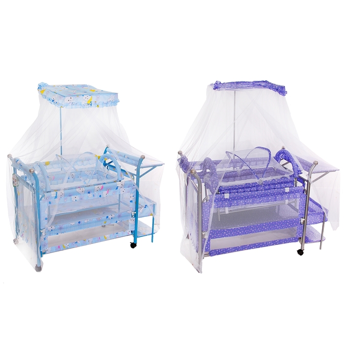 Детская кроватка «Мамина нежность», с балдахином, люлькой, пеленальным столиком, цвета МИКС