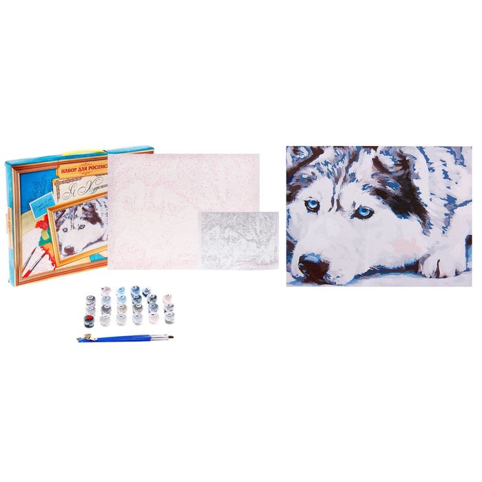 Роспись по холсту "Хаски", 40 х 30 см