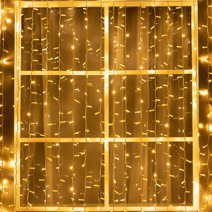 Гирлянда Занавес 2 6 м IP65 УМС белая нить 1440 LED свечение тёплое белое 220 В 13900₽