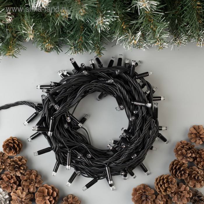 

Гирлянда «Нить» 10 м, IP65, УМС, тёмная нить, 100 LED, свечение синее, 220 В