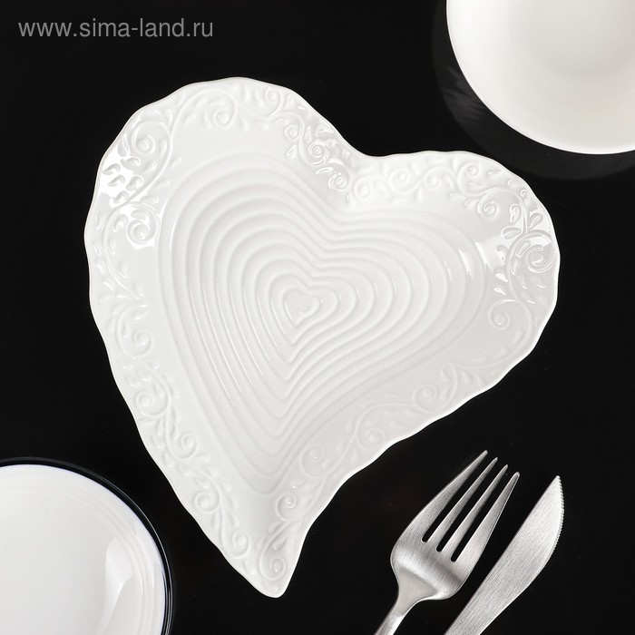 Блюдо керамическое сервировочное «Сердце», 17×16×2 см блюдо сервировочное усатое счастье 17 см керамика