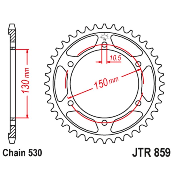 

Звезда ведомая, JT sprockets R859-48, цепь 530, 48 зубьев