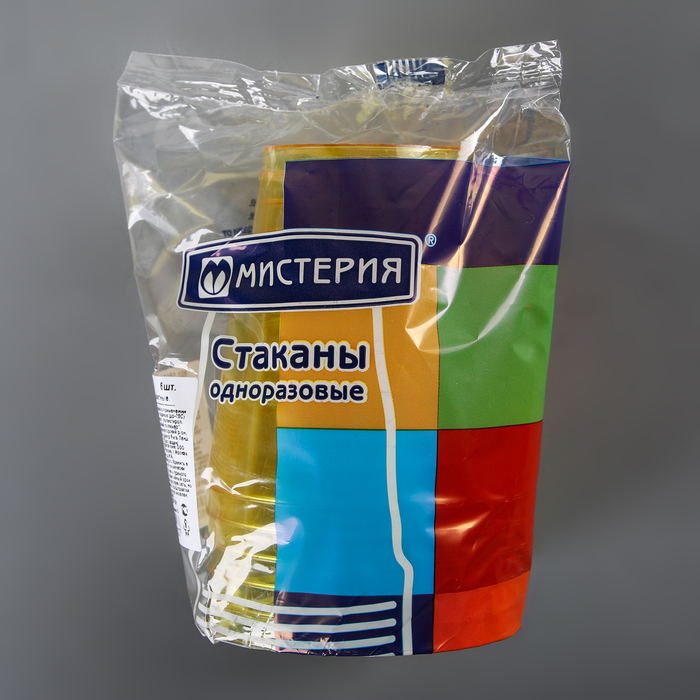 Стакан для холодных напитков 200 мл "Кристалл", 6 шт, цвет МИКС