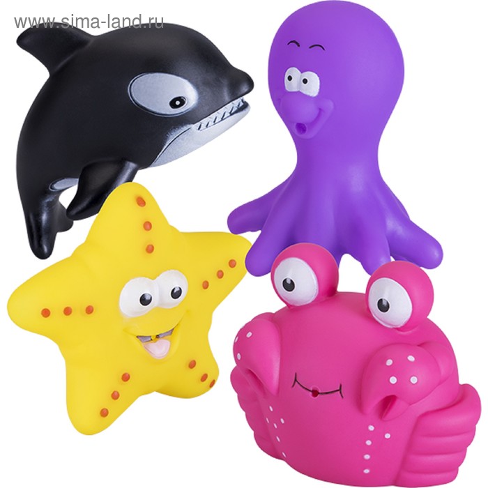 фото Набор игрушек для ванны «морские животные», 4 шт. курносики