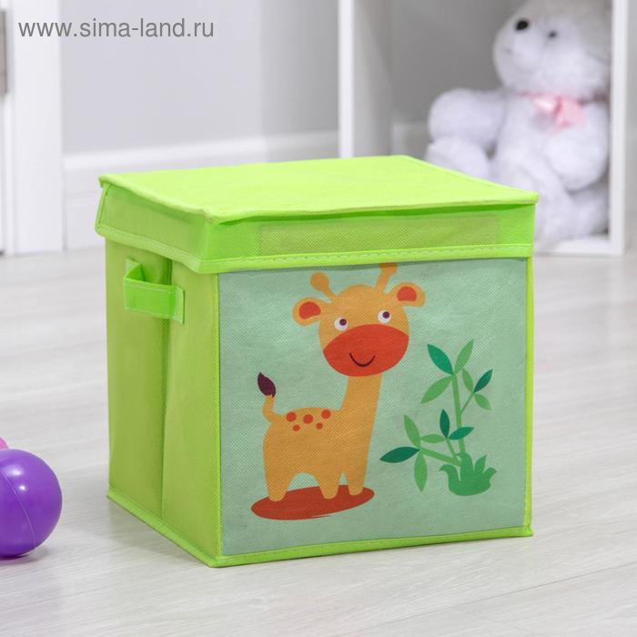

Короб стеллажный для хранения с крышкой «Жираф», 25×25×25 см, цвет зелёный