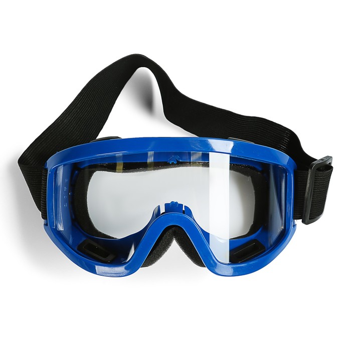 Очки-маска для езды на мототехнике, стекло прозрачное, цвет синий
