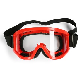 Очки-маска для езды на мототехнике, стекло прозрачное, цвет красный Ош