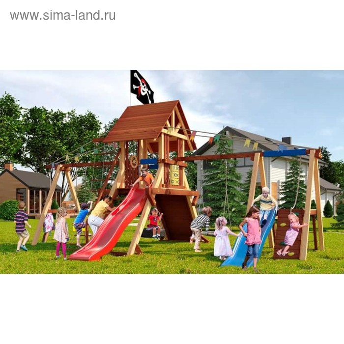 Детский спортивно-игровой комплекс уличный «Савушка» Lux 8, 720 × 510 × 370 см
