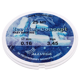 Леска монофильная ALLVEGA «Ice Line Concept», 25 м, 0,16 мм (3,45 кг), прозрачная