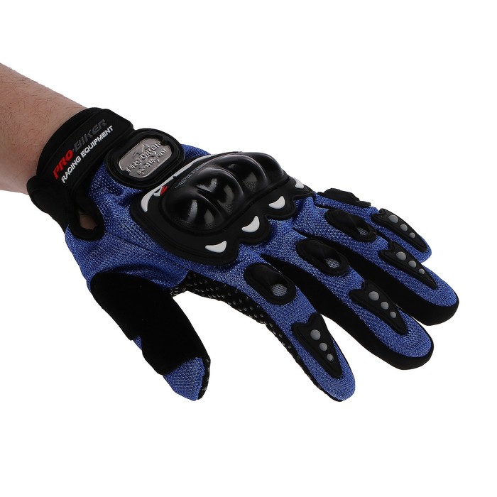 Перчатки для езды на мототехнике, с защитными вставками, пара, размер L, синий