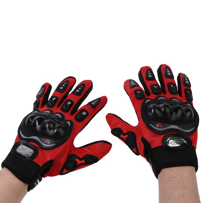 фото Перчатки для езды на мототехнике, с защитными вставками, пара, размер l, красный