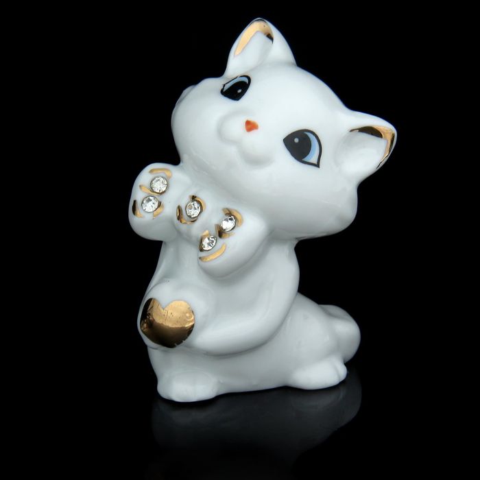 Сувенир под фарфор "Киска лапка с бантиком" со стразами