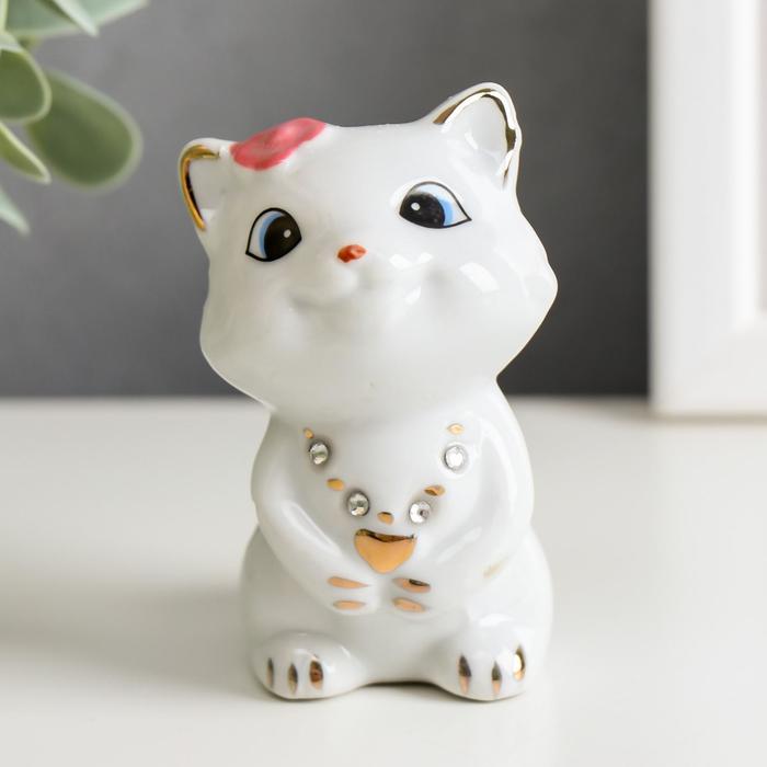 Сувенир "Киска - модница", со стразами, под фарфор